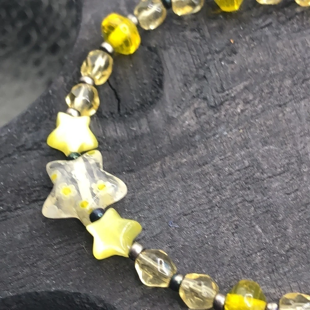 Vintage artisan millefiore star sterling clasp bracelet, small wrist.